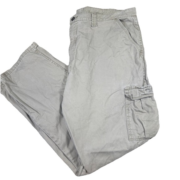 VTG‎ Wrangler Men's 42X30 Tan Carpenter Cargo Pants Utility Pockets Baggy - Picture 1 of 7